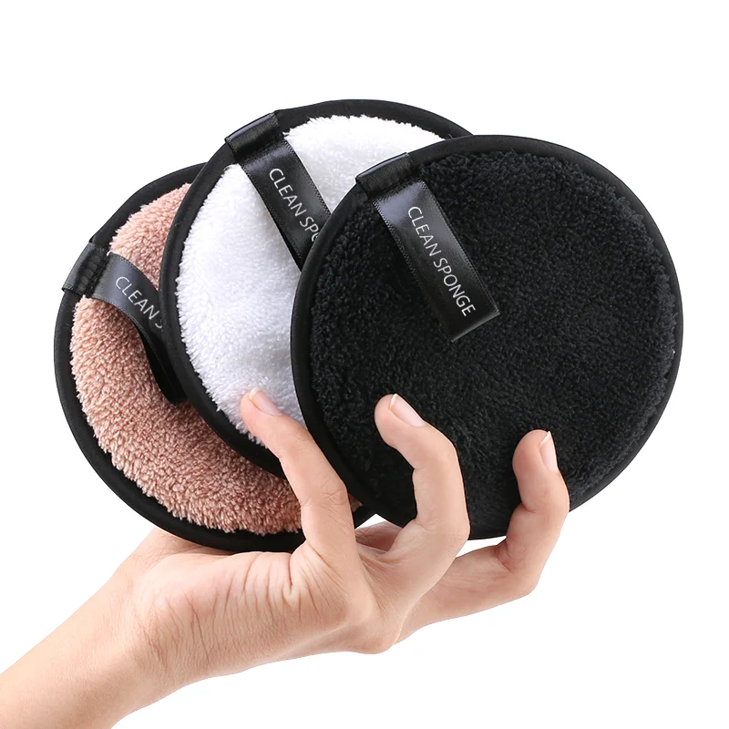 

HMU Private Label Cosmetic Microfiber Face Washable Velvet Cotton Reusable Cleaning Makeup Remover Pads