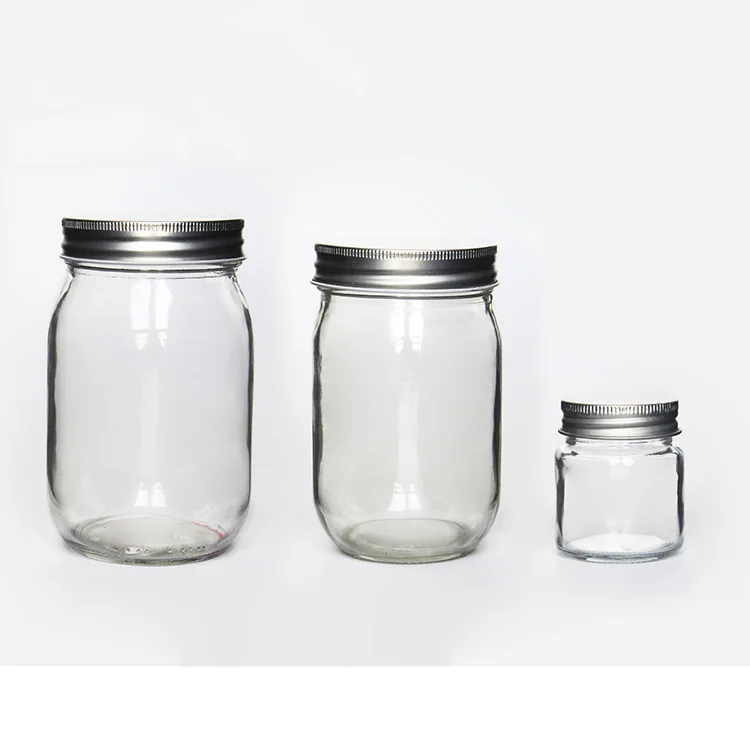 

4 oz 8 oz 10 oz 12 oz 16 oz 32 oz Glass Round Jar With Metal Lid/ Wide Mouth Glass Jam Jar