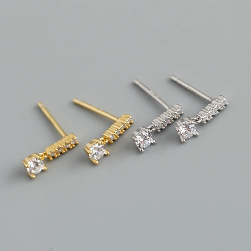 

2022 NEW fashion jewelry 925 Sterling Silver small zirconia earrings minimalist diamond stud earring piercing jewelry for women