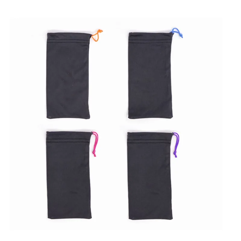 

Wholesale black 100% polyester microfiber glasses cleaning pouch drawstring glasses bag