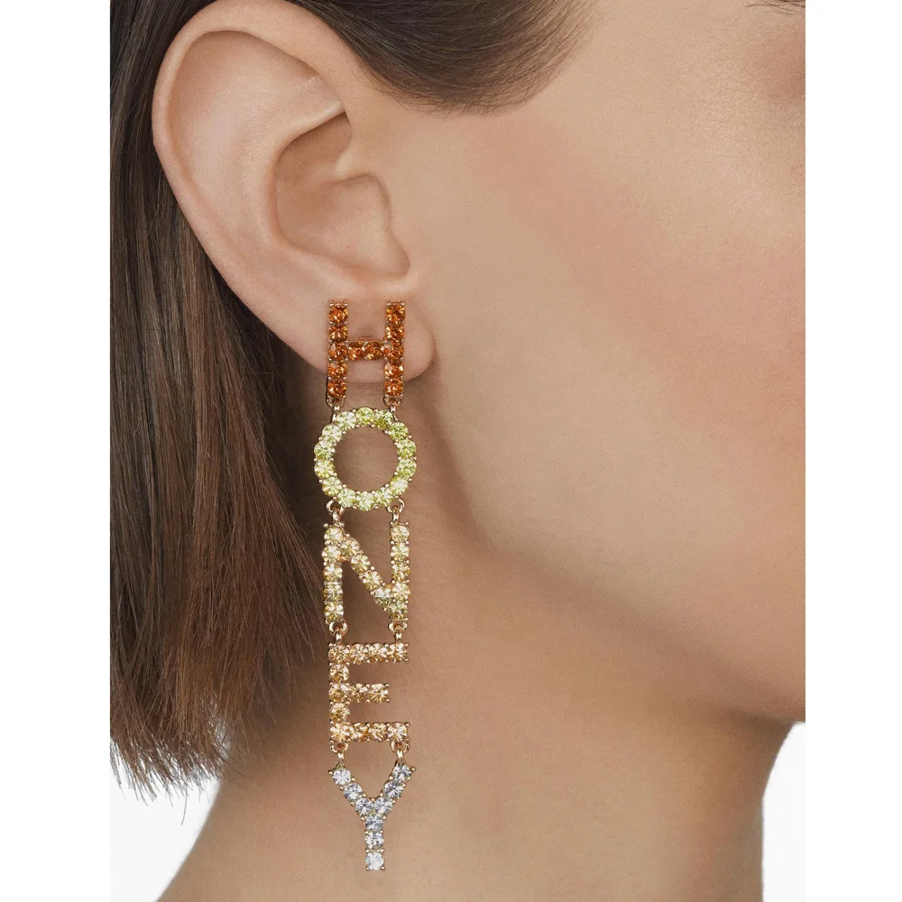Alloy Diamond Long Letter Earr