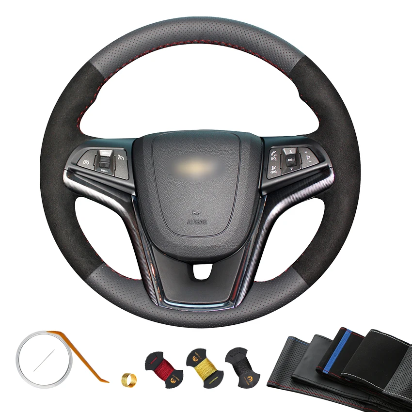 

Custom Black Suede Artificial PU Leather Steering Wheel Cover for Chevrolet Malibu Camaro Volt 2011 2012 2013 2014 2015