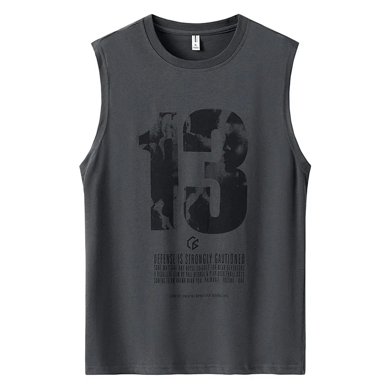 

Trendy brand short sleeve personalized printed cantilevered Vest Top pure cotton men's tank top, 6 colors