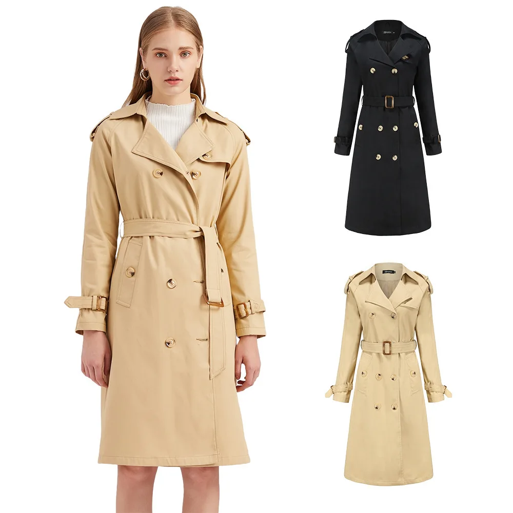 

2022 Undefined New Women's Trench Coats Windproof Casual Long Trench Coat