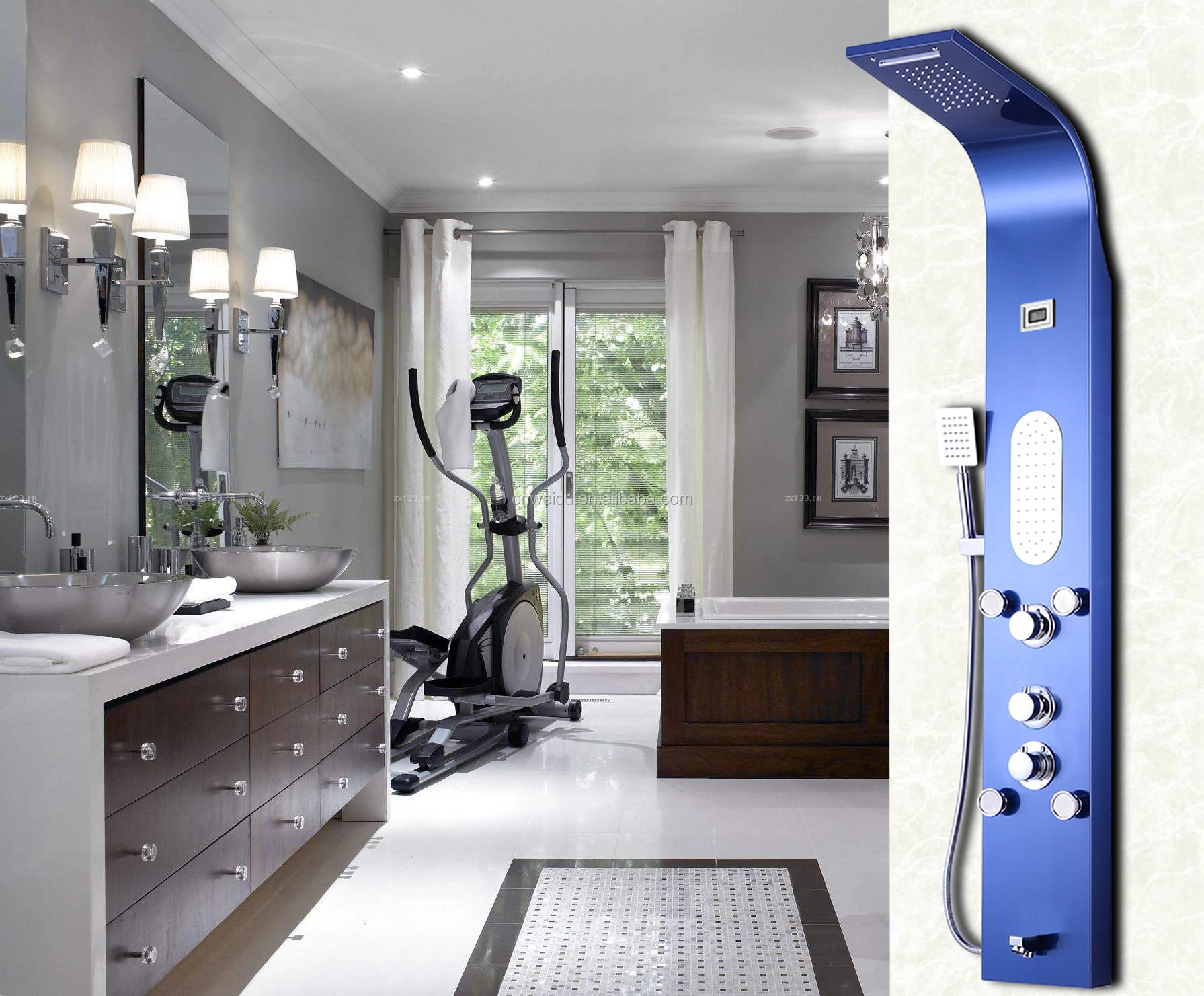 Stainless Steel Shower Column Wall Mount Bathroom Super Large Rainfall