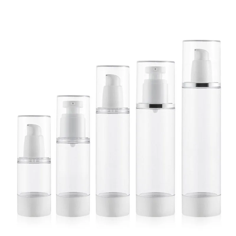 

Clear cosmetic airless pump bottle 50ml 80ml 100ml empty round lotion bottle