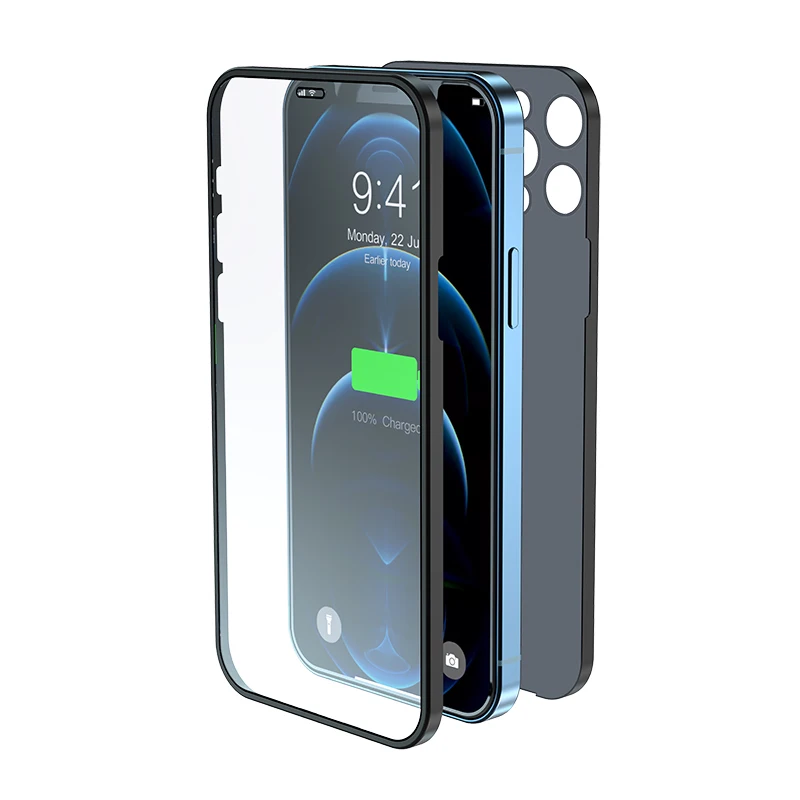 

Devia 2 in 1 Ultra-Thin Anti Shock Cellphone Tempered Glass Protective Screen Protector and Back Cover Case Set For iphone