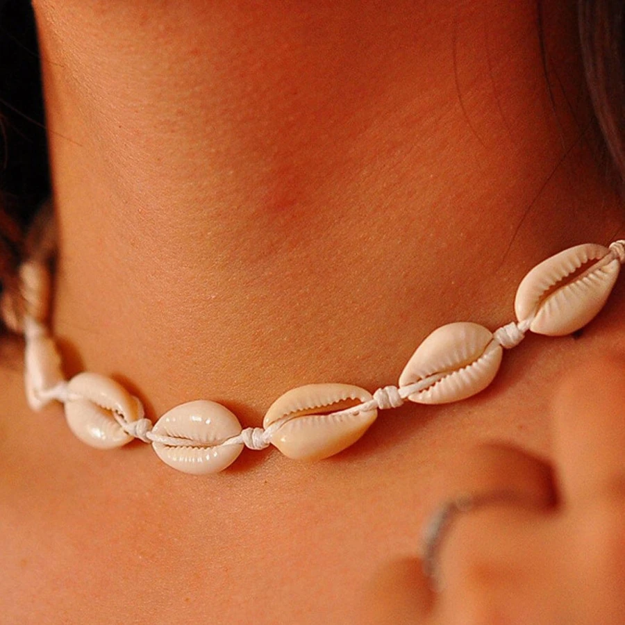 European And American Fashion Jewelry Accessories Bohemian Style  Natural Shell Braided Collarbone Necklace Simple Wholesale