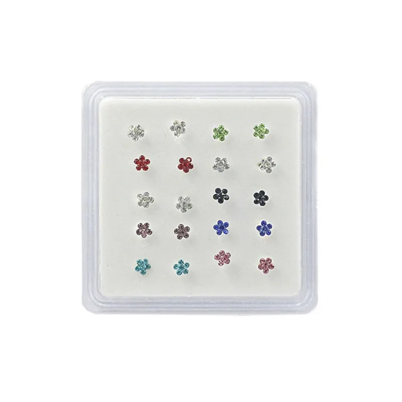 

Body Nose Piercing Jewelry Nose Rings For Women Colored Crystal Flower Nose Nail Jewelry