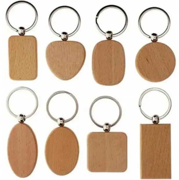 

Factory wholesale custom natural sublimation blank wooden keychain for engraving wood key chains carabiner keychain