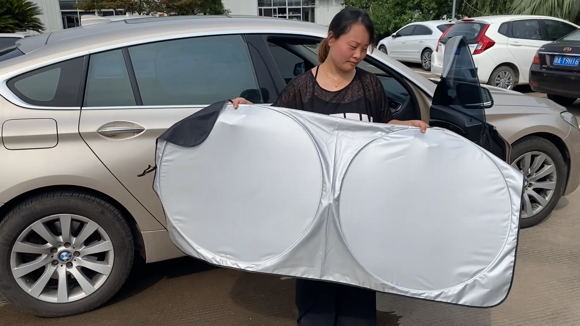 Car Windshield Sunshade Selling On Line Front Car Sunshade Two Circle