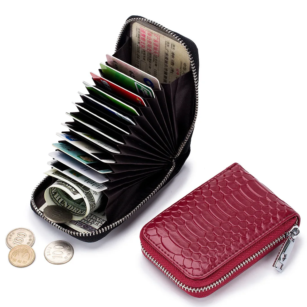 

Hot Selling Whole Sale Purses Snake Leather Card Case Multi Card Holder Purse, Black,claret,blue,fuschia,wine red,coffee