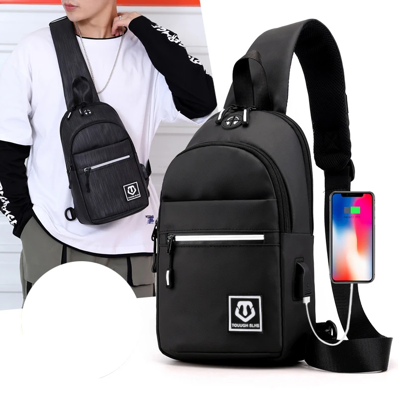 

Wolesale cheap price single shoulder chest bag smart USB charging chest bag