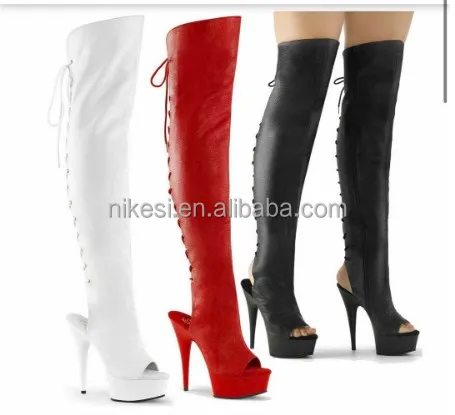 

15cm high boots with knee-high boots clubs Cosplay pole dancing shoes boots After fine hairtail mouth high knee-high boots