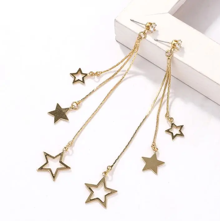 

Wholesale Fashion Simple Star Earrings New Girl Metal Tassel Earrings