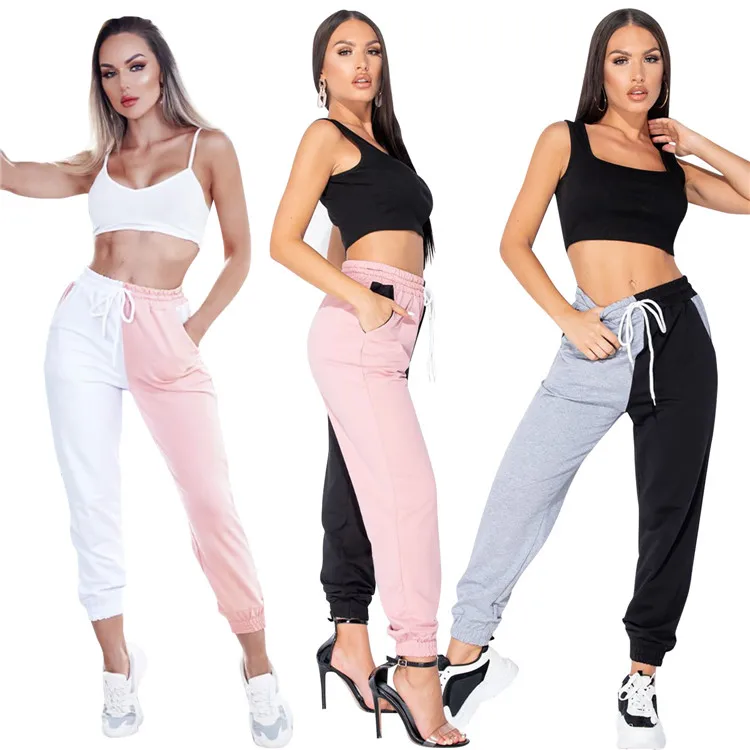 

Fashion fitness autumn bandage bunch jogging pants clothing high waisted sweatpants