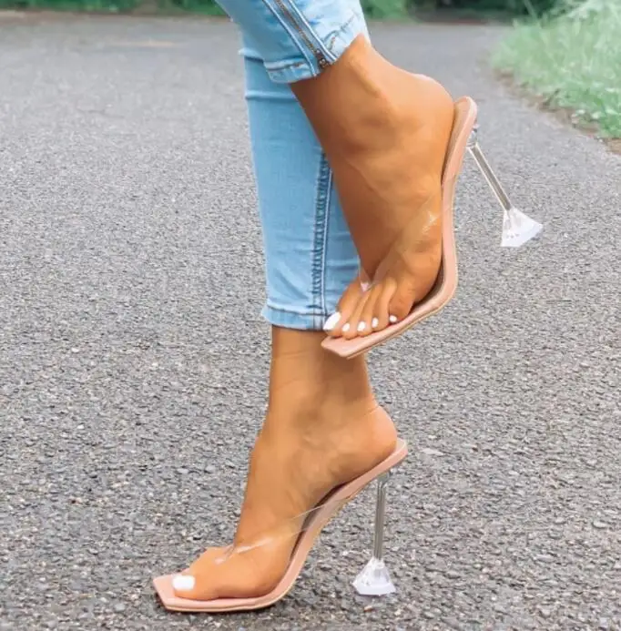 

big size Sexy stylebaci Shoes transparent pvc sandals high heel slippers flip flops sandals latest slippers for women