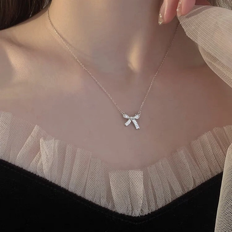 

Diana Jewelry Women Elegant Diamond Sparkling Butterfly Necklace Crystal AAA Zircon 925 Sterling Silver Necklace