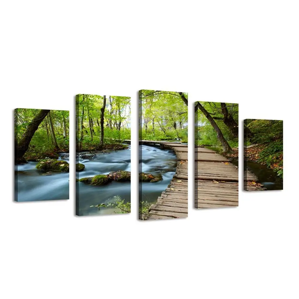 

Home Decoration Waterfall Landscape Decor Luxury Custom Poster Print Wall Art Tree Canvas Oil Living Room Decorative Painting