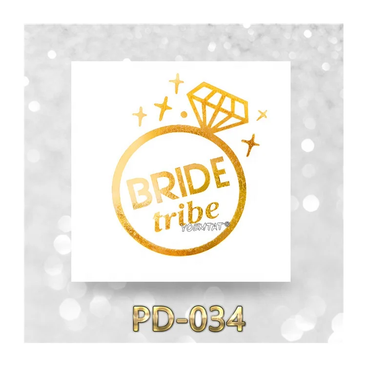 

Wedding Bride Tribe Temporary Tattoos Golden Flash Diamond Ring Tattoo Sticker, Cmyk
