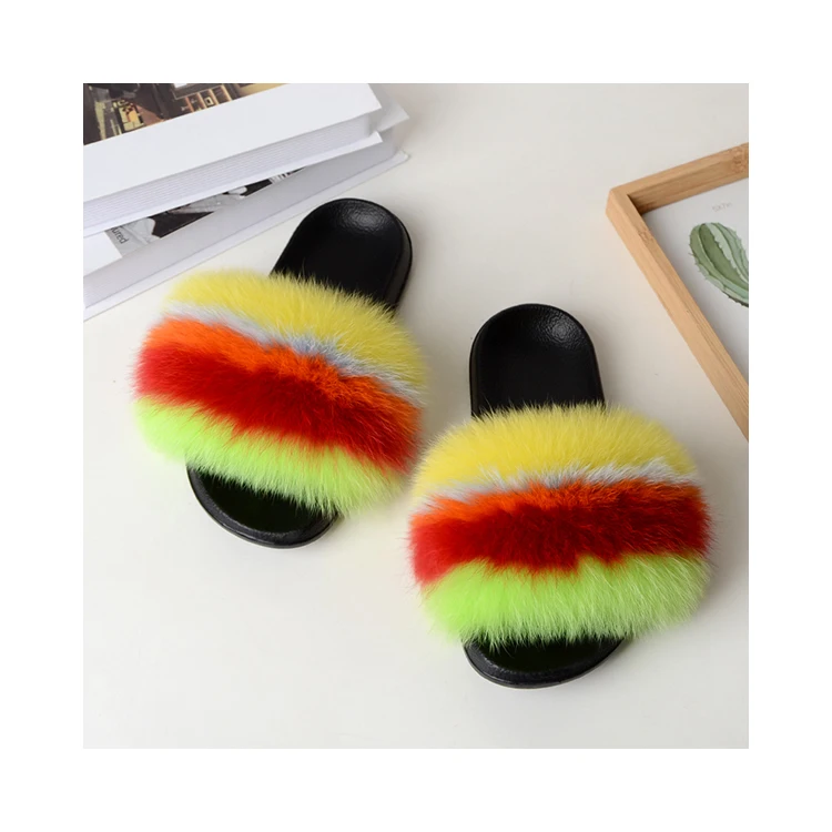 

Quantity Discounts Comfortable Fabric Fluffy Fur Slippers Women Fox Slippers, Customized color