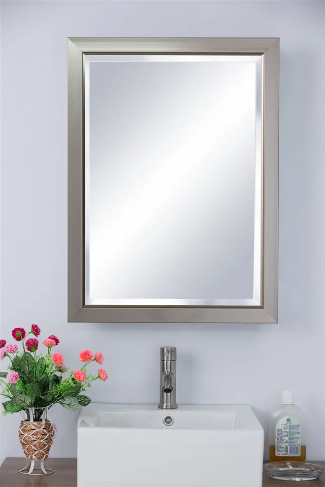 Hot Products modern design Brushed Nickel PS frame Metal Powder-coated bathroom Mirror Cabinets