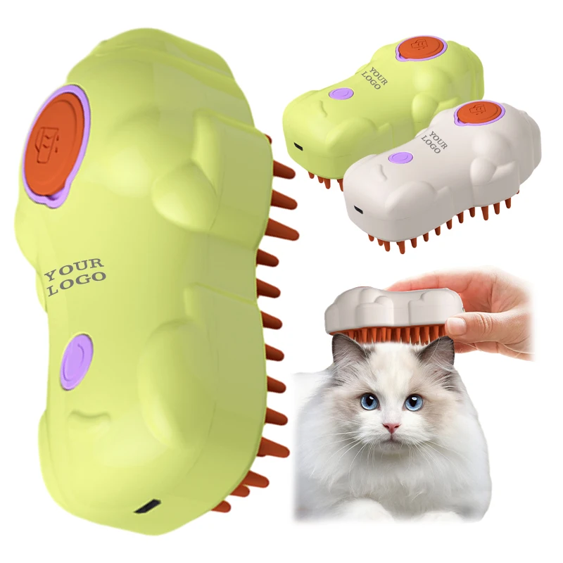 

3 In 1 Cat Comb Massage Rechargeable Silicone Dog Steam Brush Hair Grooming Tool Cleanser Self Cleaning Pet Cat Steamy Brush