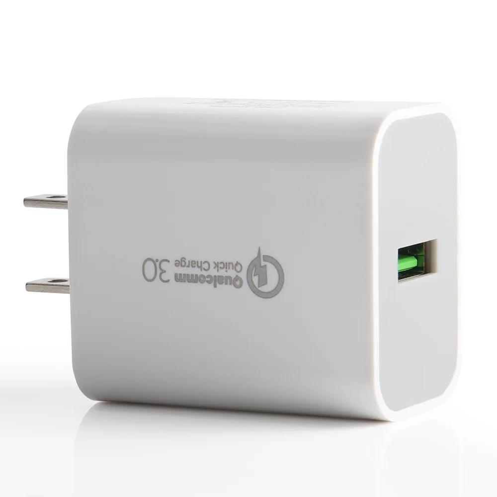 

18W CE FCC ROHS 3Amp QC 3.0 USB Wall Small quick Travel Charger Adapter Fast charging 3A smart Mobile Phone Charger, White
