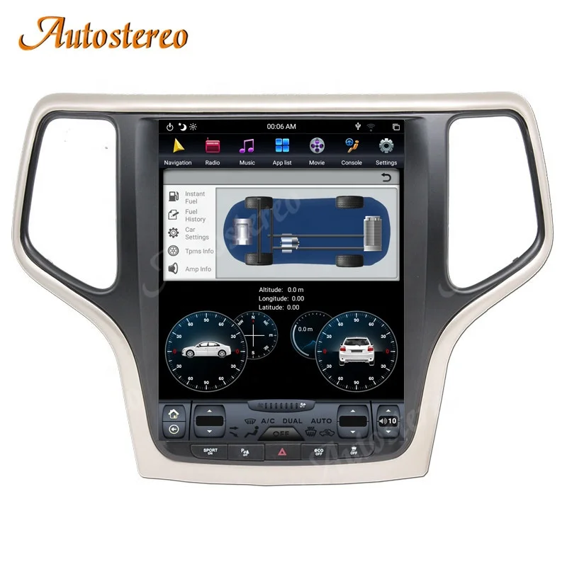 

128 Tesla Style Android 9.0 Car Multimedia Player GPS Navigation For JEEP Grand Cherokee 2014-2019 Gold Stereo Head Unit Carplay