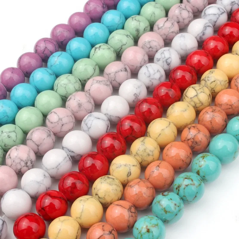 

Wholesale 4/6/8/10/12MM Round Synthetic Turquoise Loose Beads For Jewelry Making DIY