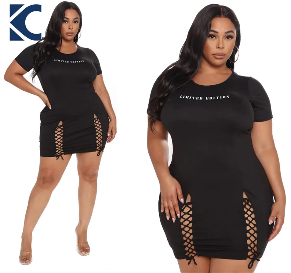 

Hot sale 4X 5X printing sexy dress black mini knitted summer ladies plus size women clothes dresses casual