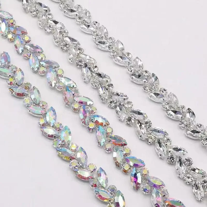 

Wholesale Crystal AB Fashion Rhinestone Trim Chain Crystal Rhinestone Applique For Clothing Accessories