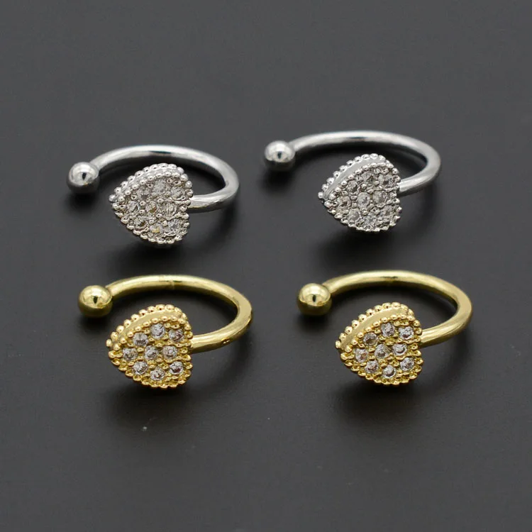 

Fashionable pure silver 14K gold heart shape clip ear gold plated earrings