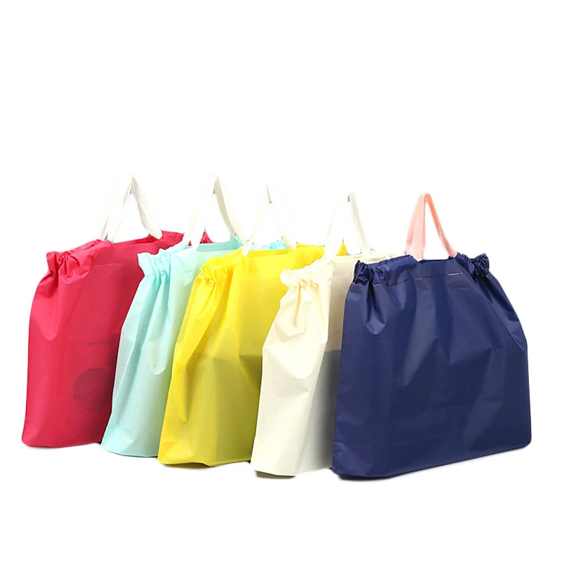 

50 Pieces/Pack Custom Pe Frosted Cosmetic Packaging Bag Portable Eva Waterproof Plastic Drawstring Pocket Small Shopping Bag, 8 colors