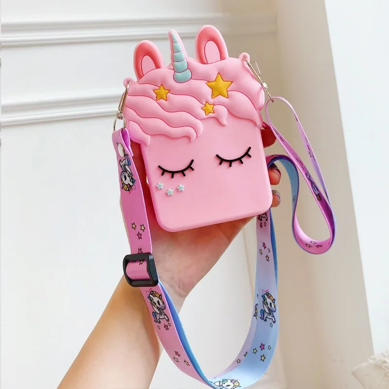 

Wholesale Waterproof Silicone Cartoon Cute INS Unicorn Coin Purse Zipper Money Purse Wallet Multi-funaction Cheap Storage Bag, 4 patterns