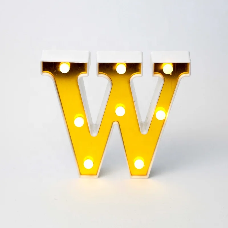 W shape custom bedroom relaxing decorative capital letter warm white LED letter table night light