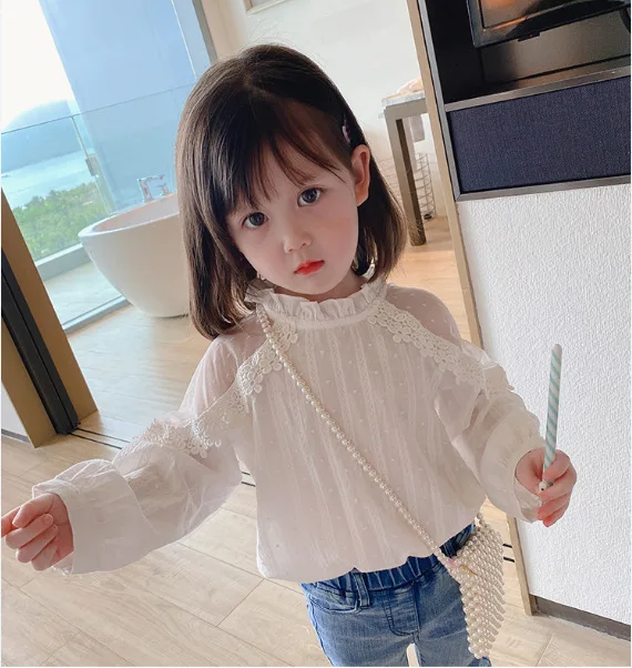 

2 Pcs Clothing For Girls Children Clothes Polka Dots White Floral Shirts With Jeans Pants Girl Casual Yiwu Apparel Outfits, Picture show