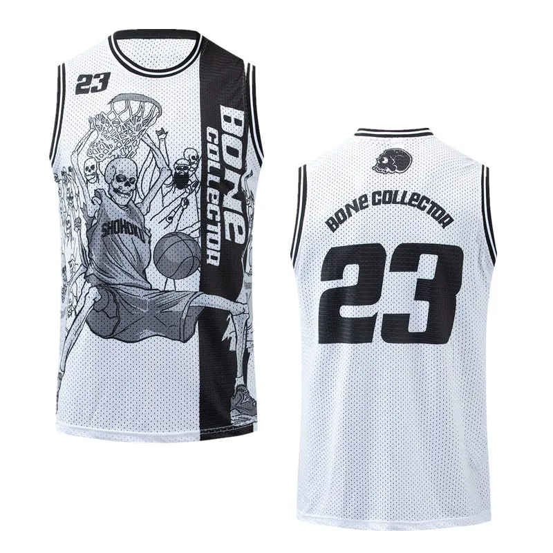 

Quick Dry Breathable Skull Halloween Number 23 Tank Tops Sports Gym Sleeveless O-neck Unisex Men Women Basketball Vest Jersey, Custom color