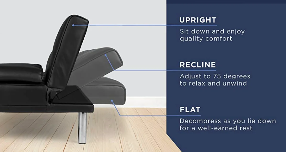 Cup Holders Convertible Futon Tufted Split Back Sofa Bed Foldable Metal Frame Massage for Living Room details