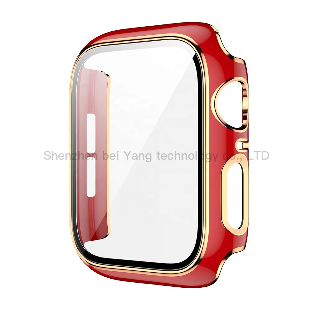 

New Full cover hard case 38mm 44mm For iwatch case for apple watch case tempered glass screen protector, Optional