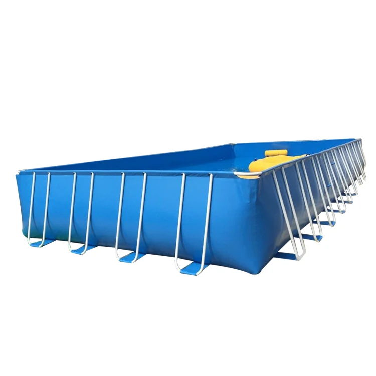 

Large Commercial Fish Tanks Plastic Pvc Rectangular Metal Frame Swimming Pool, Blue