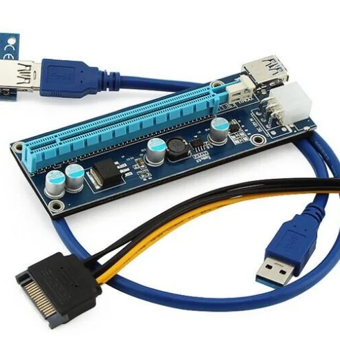 

2019 New Pcie riser with 4 capacitor and 6 pin power connector PCI E riser card for mining bitcoin