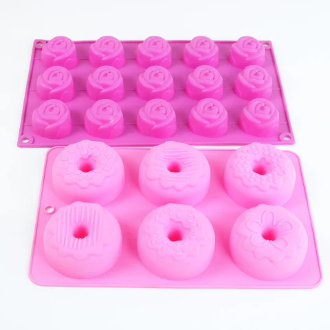 

15 holes Wholesale food grade colorful soft silicone rose cake mold 120 pcs per carton
