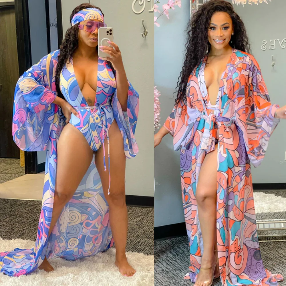 

LL37 2022 Designer Plus Size Swimwear & Beachwear Women Two 3 Piece Set Bikini Floral Swimwear Cover Up Lady Luxury Sexy Swimsuits