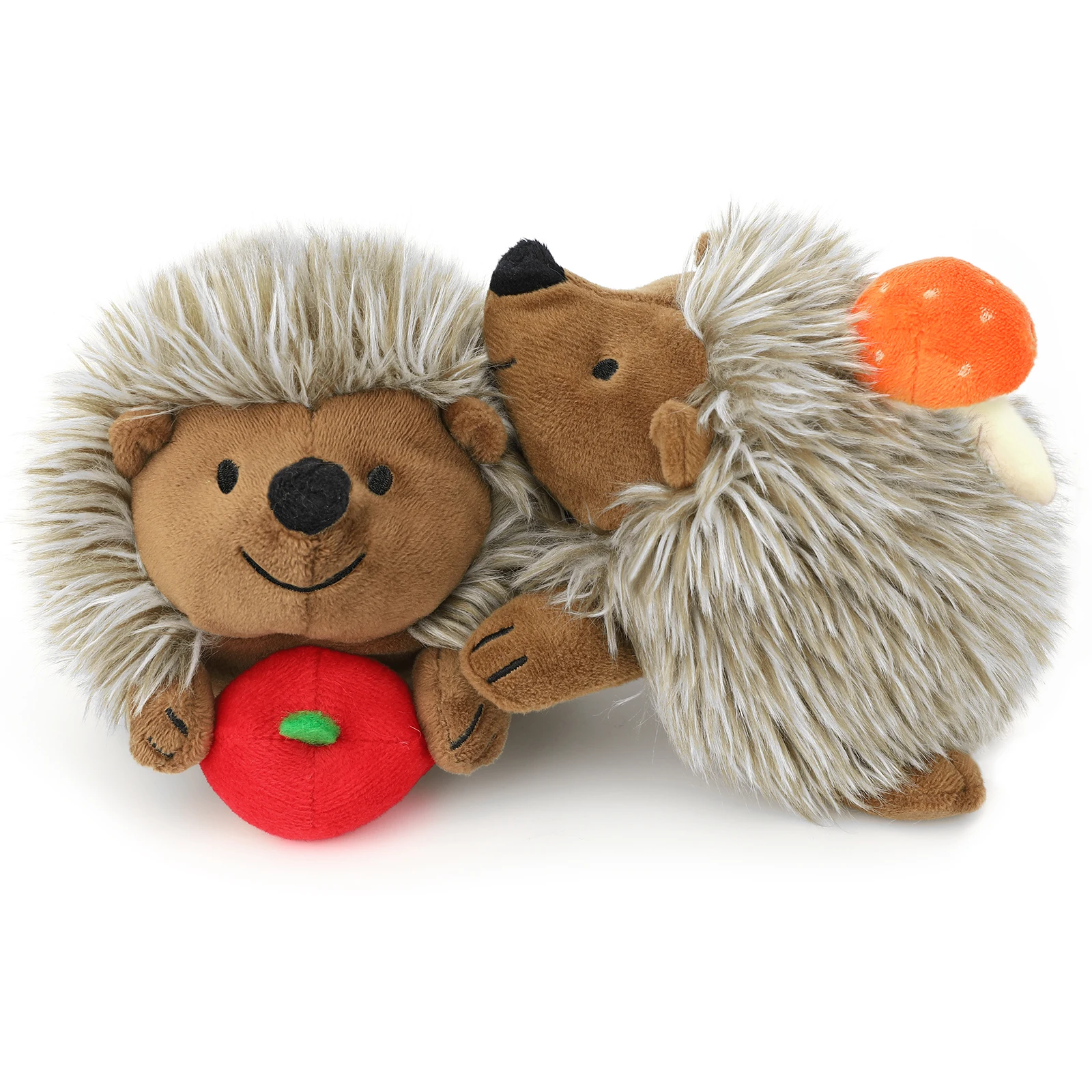 

VavoPaw Dog Squeak Toy, Stuffed Soft Plush Hedgehog Shaped, Cute Apple & Mushroom Decoration for Dogs Biting Chewing Playing, Colorful