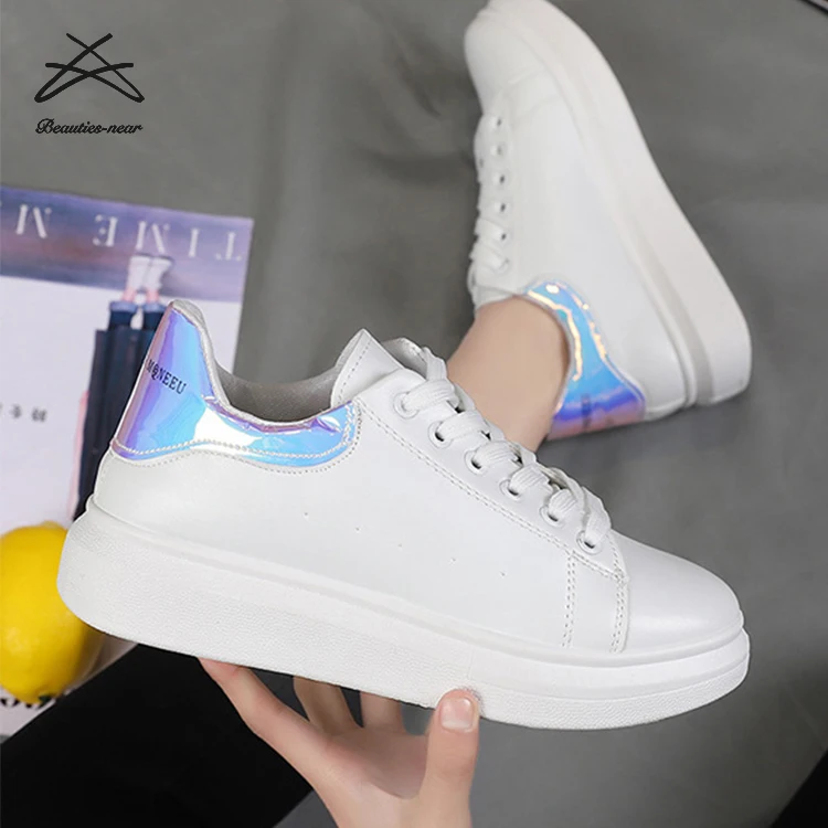 

Women classic white school teenager shoes lace up Internal increase casual sport ladies sneaker shoes