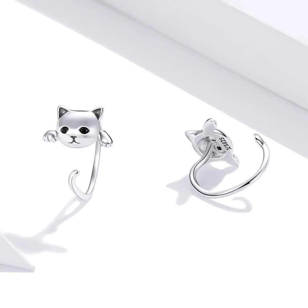 

925 Sterling Silver Cute Cat Trendy Earrings Custom
