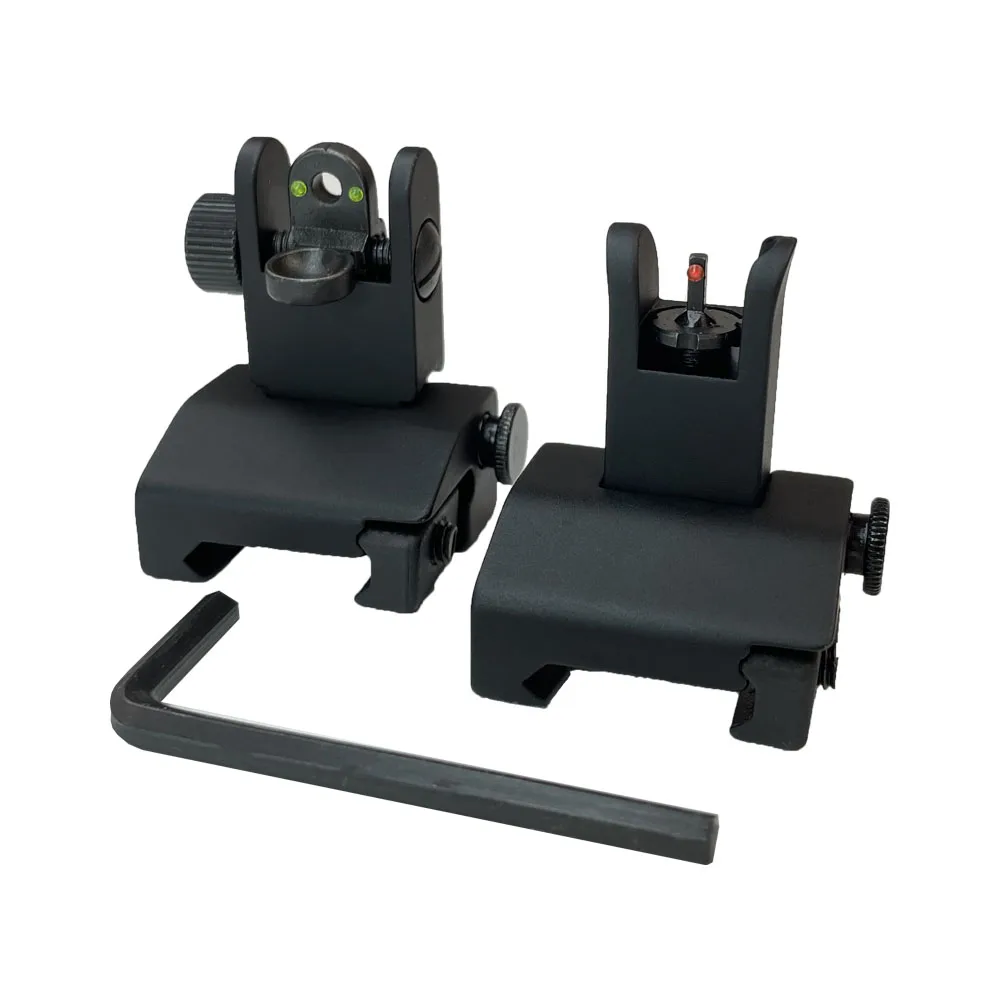 

Hunting Riflescope AR 15 Fiber Optic Flip Up Iron Sight Folding Front Rear Sight for ar15 parts 20mm Picatinny Rail, Black