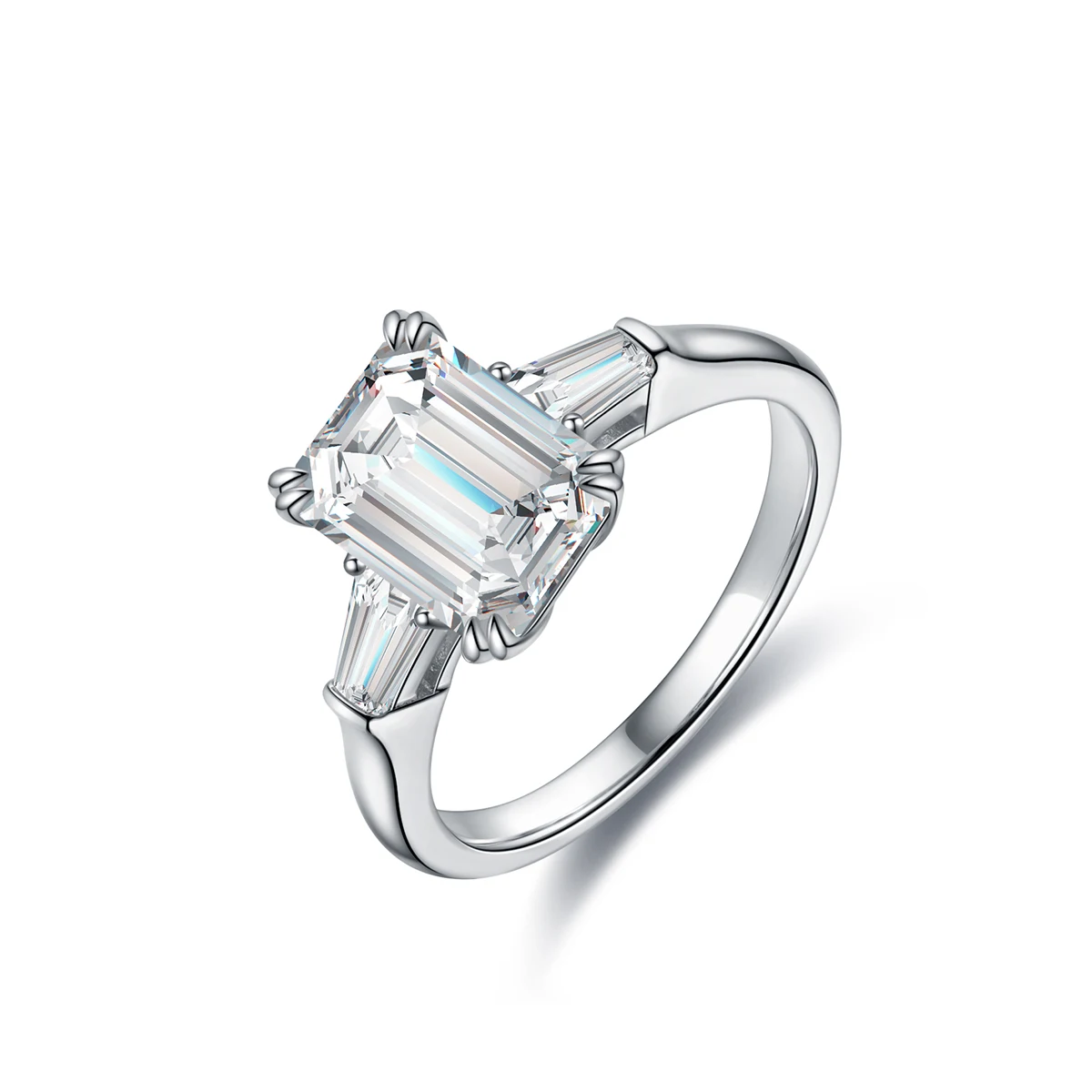

Classic 3 Stones Emerald Silver 925 Rings Man Stackable Rings For Women