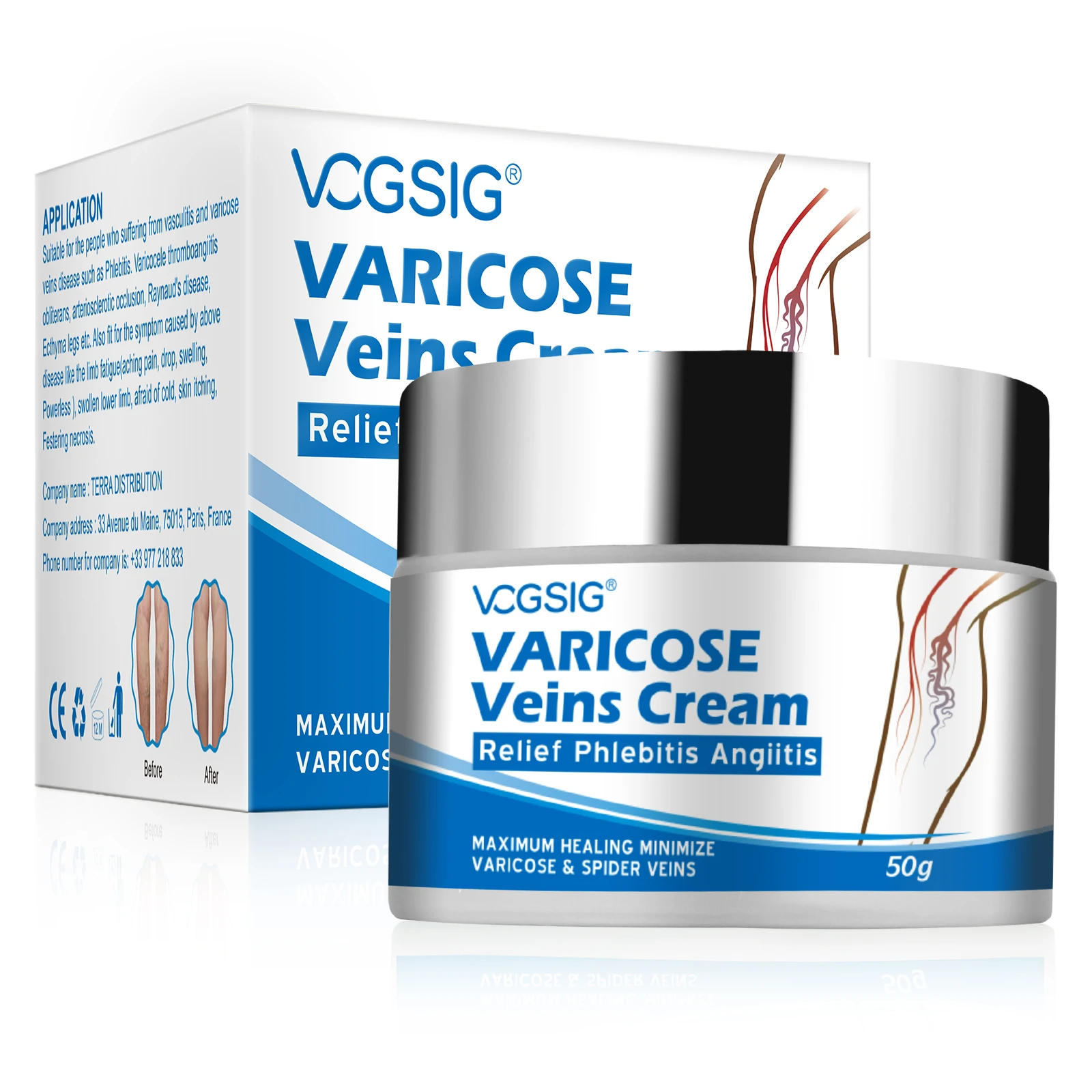 

VOGSIG Custom Safety Mildness Natural Ingredients Vein Care Remover Promote Blood Circulation Varicose Veins Treatment Cream